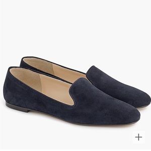 Brand new in box J Crew suede smoking slippers in pacific navy blue